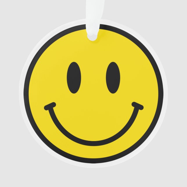 Smile Face Yellow Black White Happy Face Emoji Ornament (Front)