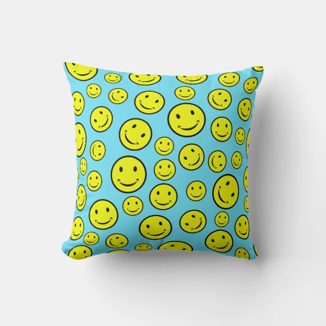 Smile Faces Pattern Throw Pillow (Front)
