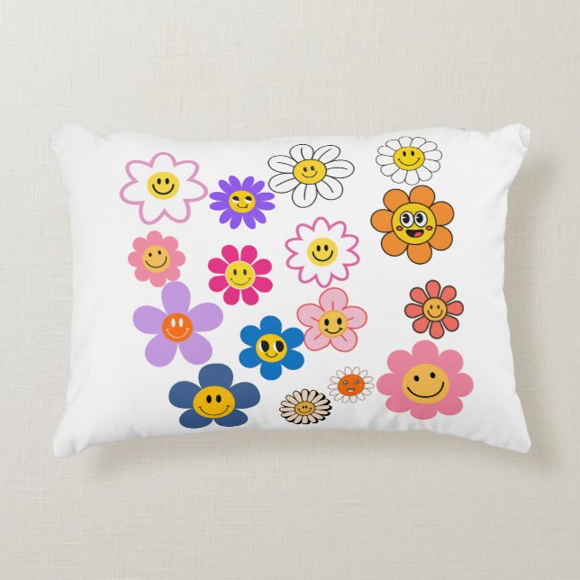 Smile Flowers Accent Pillow (Front)