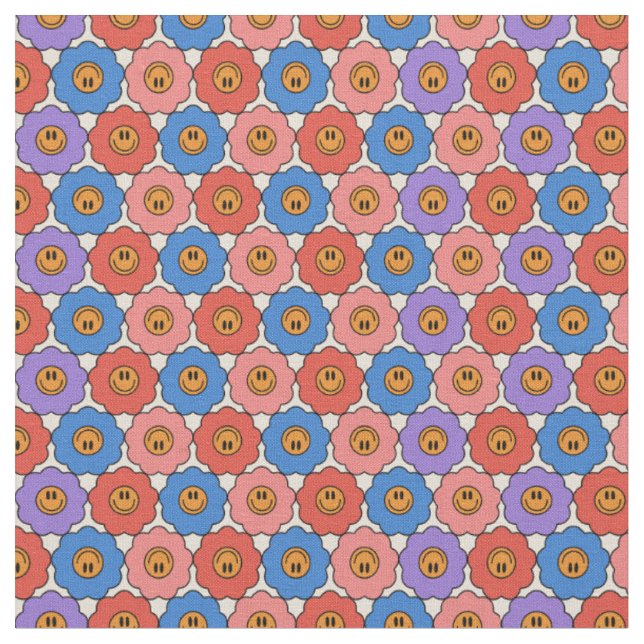 Smile Flowers Fabric (Close Up)