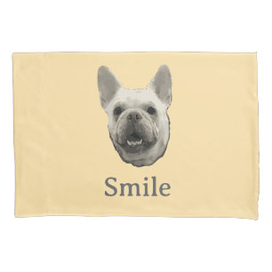 Smile French Bulldog Beige Pillowcase