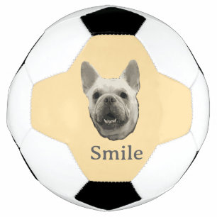Smile French Bulldog Beige Soccer Ball