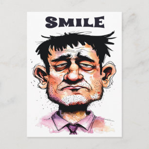 Smile, Funny Face, Man Portrait, Cartoon  Postcard