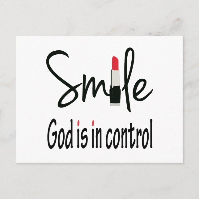 smile god is in control holiday postcard (Front)