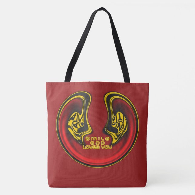 Smile God Loves You Gift Of Life Latest Text Quote Tote Bag (Front)