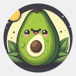 Smile Green Avocado Classic Round Sticker