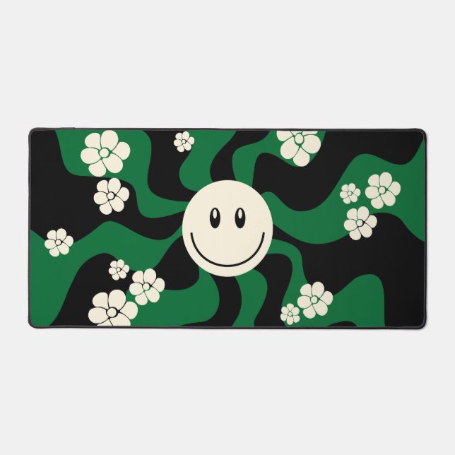 Smile - Green, Cream and Black Desk Mat (Front)