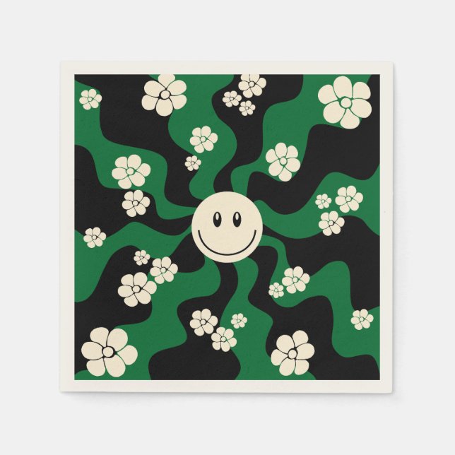 Smile - Green, Cream and Black Napkin (Front)