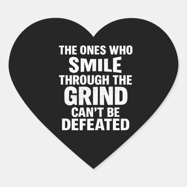 Smile grind gym motivation quote with white text heart sticker (Front)