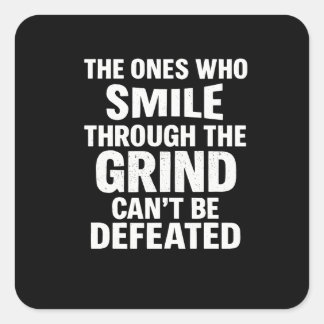 Smile grind gym motivation quote with white text square sticker