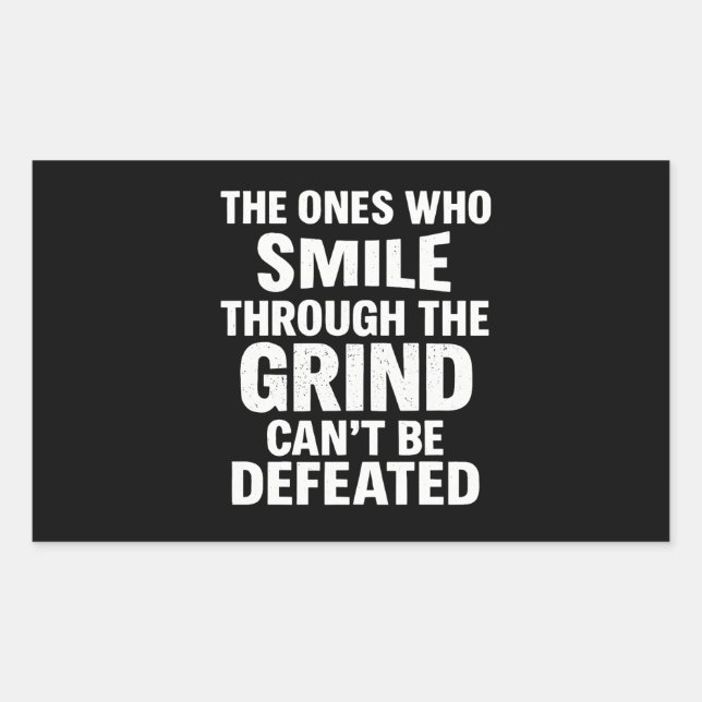 Smile grind gym motivation quote with white text sticker (Front)