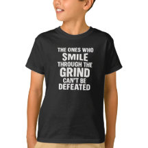 Smile grind gym motivation quote with white text