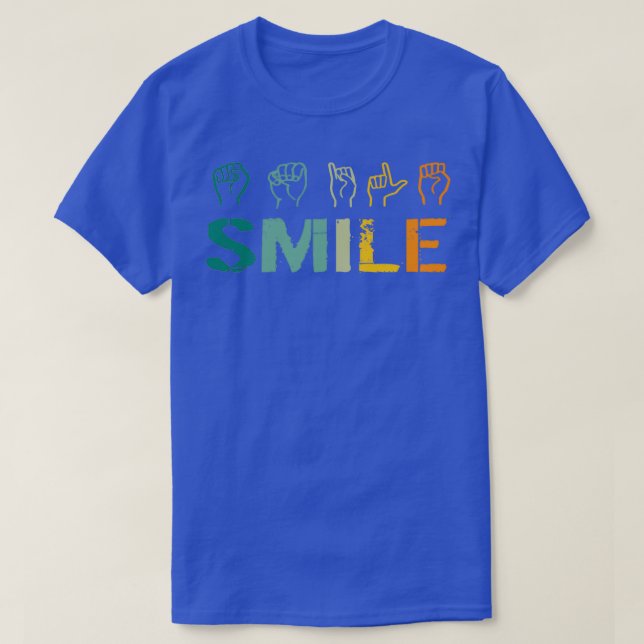 Smile Hand Sign Language Teachers Melanin Interpre T-Shirt (Design Front)