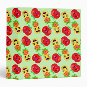 Smile Happy Cute Adorable Sweet Apple Pineapple Binder