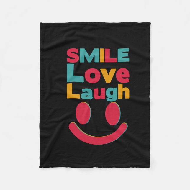 smile, happy, cute, trendy, yellow, aesthetic, vsc fleece blanket (Front)