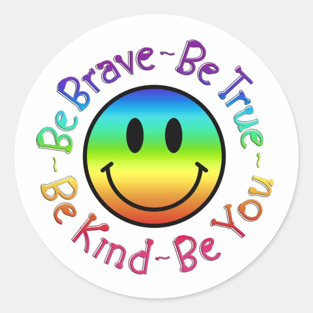 Smile Happy Face Emoji Encouragement Support Classic Round Sticker (Front)