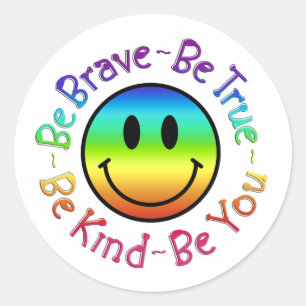 Smile Happy Face Emoji Encouragement Support Classic Round Sticker