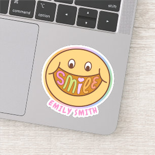 Smile Happy Face Fun Custom Name Text Sticker