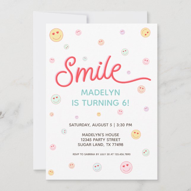 Smile Happy Face Multicolor Invitation (Front)