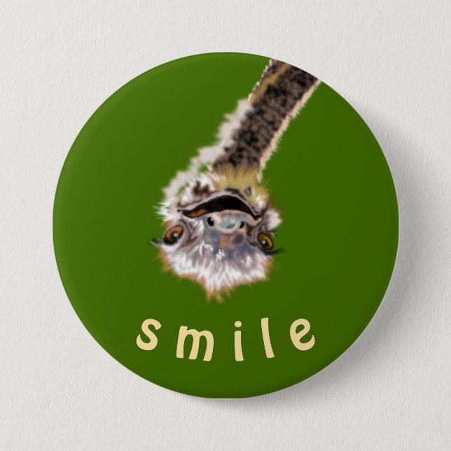 Smile - Happy Ostrich - Add Your Colour Button (Front)
