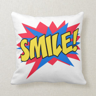 Smile Happy Pop Art Throw Pillow