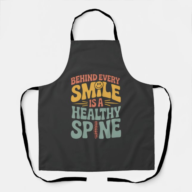 Smile Healthy Spine Chiropractor Quote Design Apron (Front)