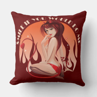 Smile If You Would Do Me - Naughty Devil Throw Pillow