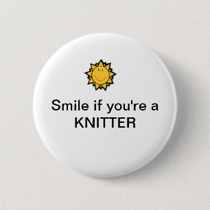 Smile if you're a knitter 2 inch round button