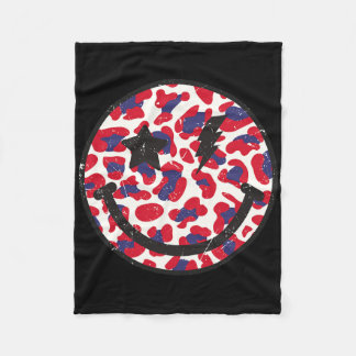 Smile In Leopard Print With Usa Flag Colour Indepe Fleece Blanket
