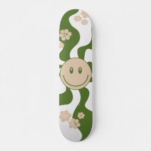 Smile in White, Sand & Palm Green Skateboard
