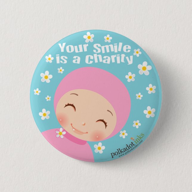 Smile is A Charity Badge 2 Inch Round Button (Front)