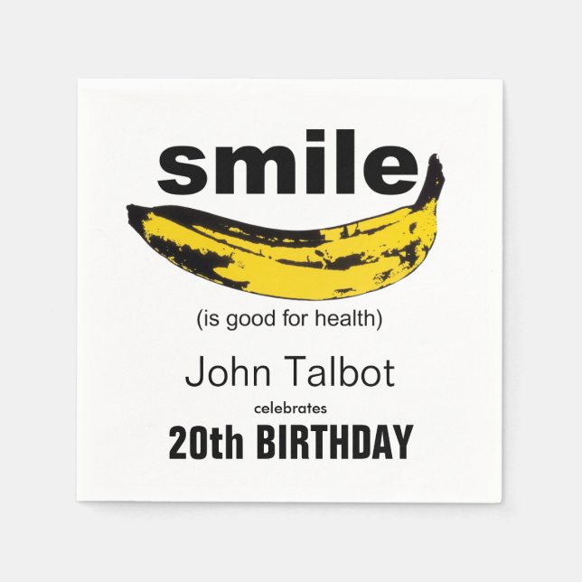 Smile is good 20th Birthday Party Paper Napkin (Front)