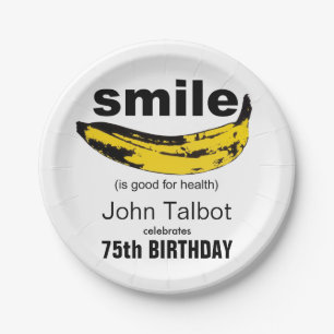 Smile is good 75th Birthday Party Paper Plate