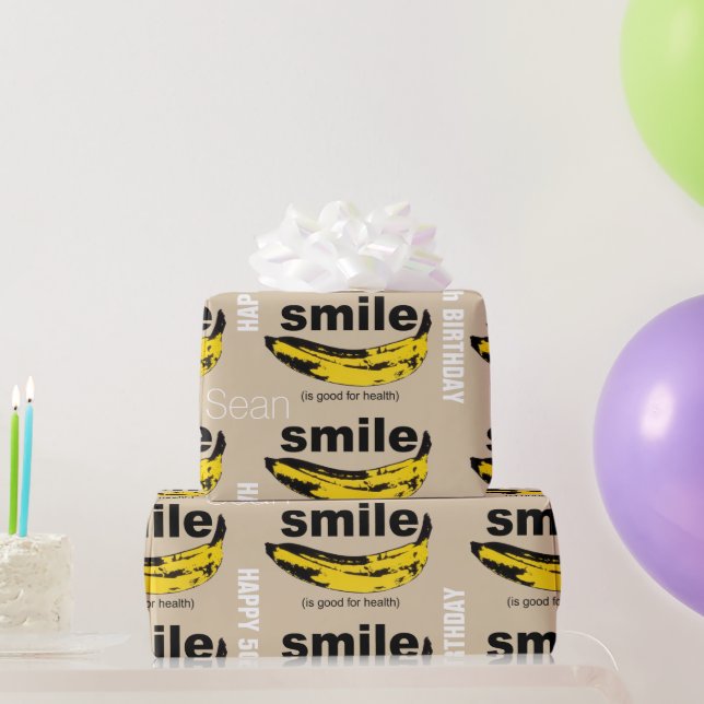 Smile is good for Health Banana 50th Birthday WP Wrapping Paper (Party Gifts)