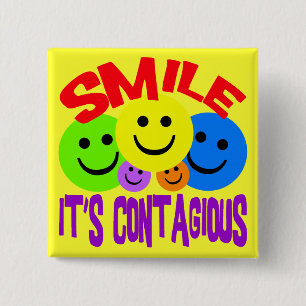 SMILE IT'S CONTAGIOUS 2 INCH SQUARE BUTTON