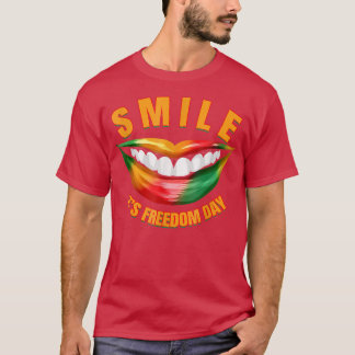 Smile - It's Freedom Day, Afro Black Woman Junetee T-Shirt