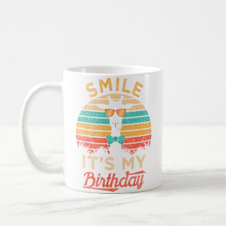 Smile It'S My Birthday Funny Giraffe Glasses And B Coffee Mug