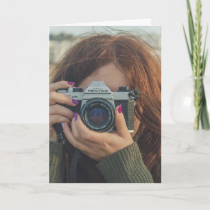 SMILE! IT'S YOUR BIRTHDAY! GIRL WITH CAMERA CARD