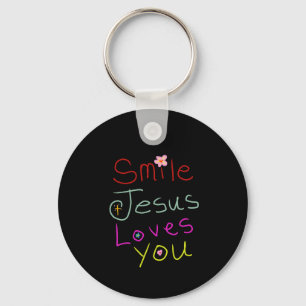 ‘Smile Jesus Loves You’ Christian Custom Name Keychain