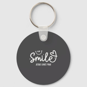 Smile Jesus Loves You Christian Faith Message Keychain