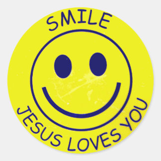 Smile Jesus Loves You Classic Round Sticker