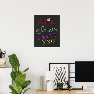 ‘Smile Jesus Loves You’ Colourful Script  Poster