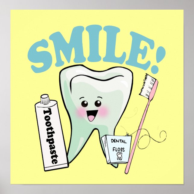 Smile Kawaii Tooth Art Poster (Front)