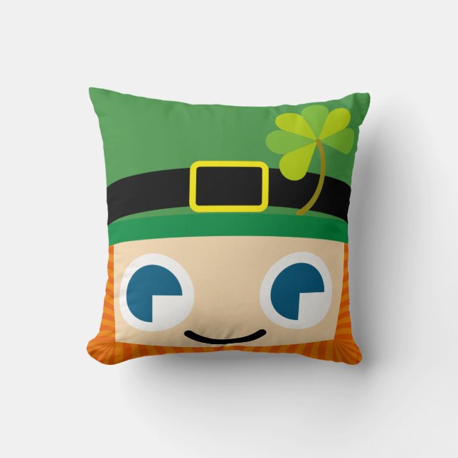 smile Leprechauns Throw Pillow (Front)
