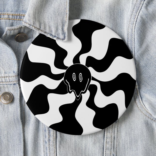 Smile Melt - Black and White 6 Inch Round Button (In Situ)