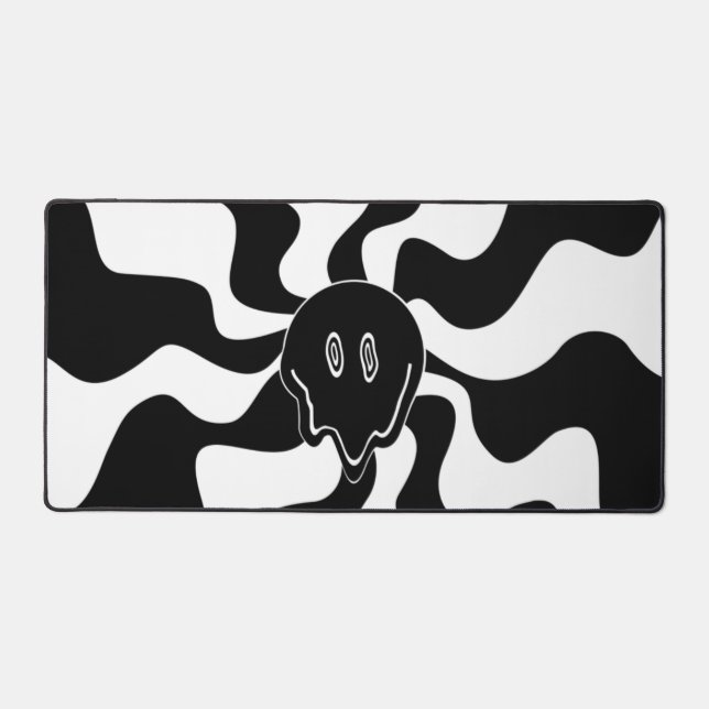 Smile Melt - Black and White Desk Mat (Front)