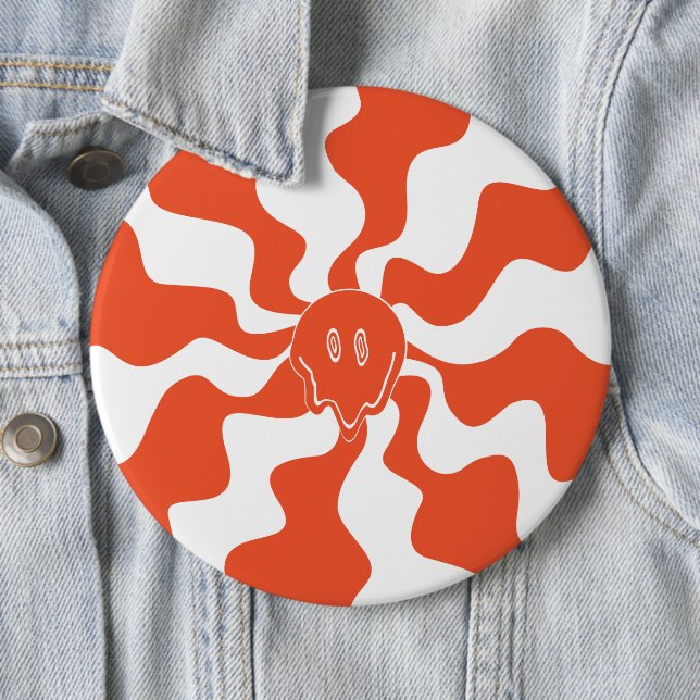 Smile Melt in Orange & White 6 Inch Round Button (In Situ)