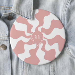 Smile Melt in Pink & White 6 Inch Round Button
