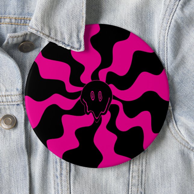 Smile Melt - Magenta and Black 6 Inch Round Button (In Situ)