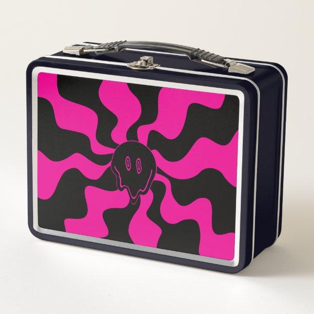Smile Melt - Magenta and Black Metal Lunch Box (Front)